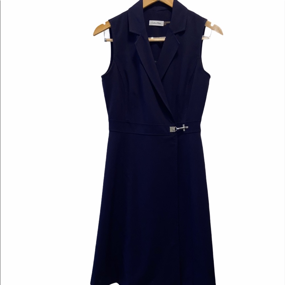 Calvin Klein Blue Sleeveless Collared Dress Size 4